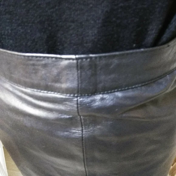Black leather pencil skirt Euro Sz 40 Us Sz 8 - Picture 3 of 10